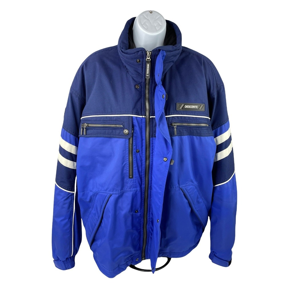 Vintage‎ Descente Jacket Womens Size 14 Blue Snowboarding Ski Jacket Hooded
